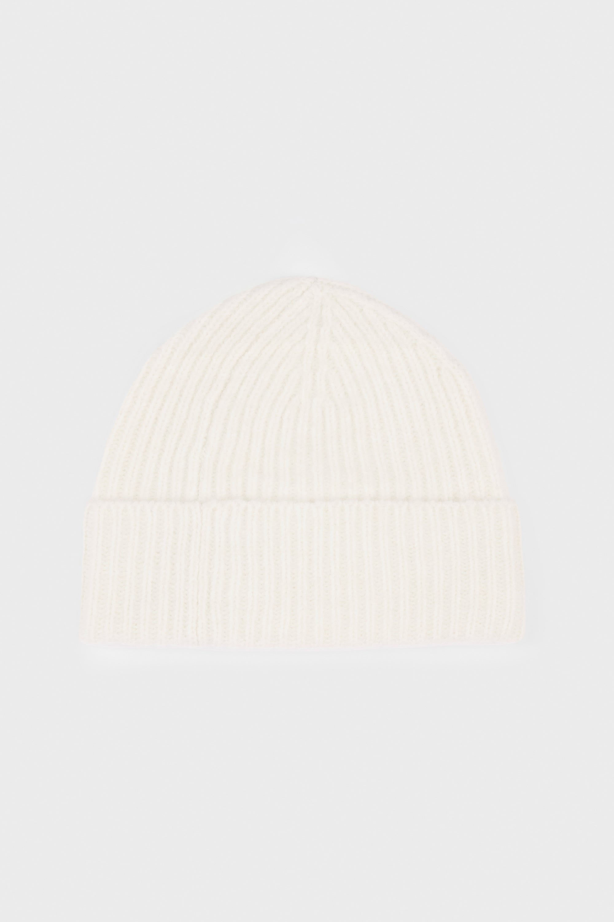 Ribbed Knit Beanie Hat in Ivory