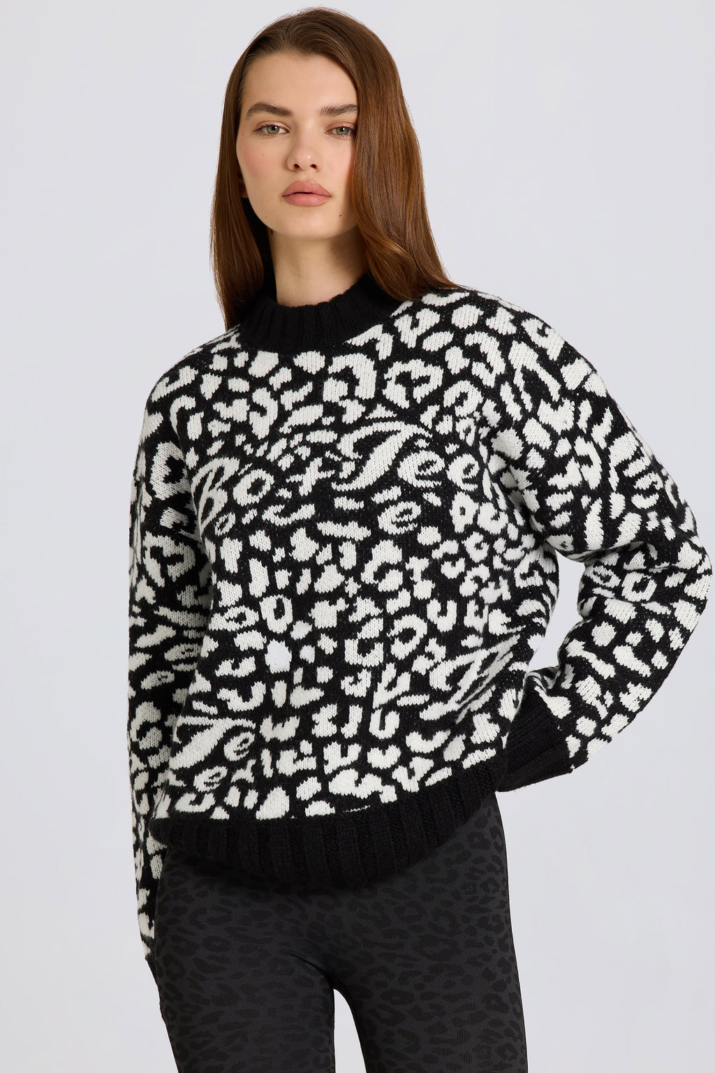 Jacquard-Knit Oversized Jumper in Black