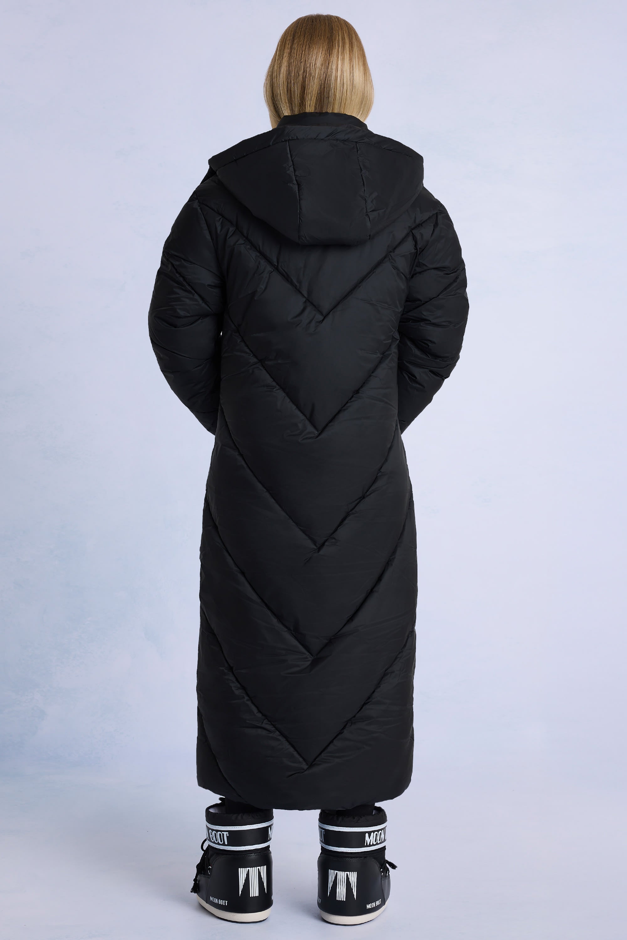 Waterproof Hooded Long Parka Coat in Black