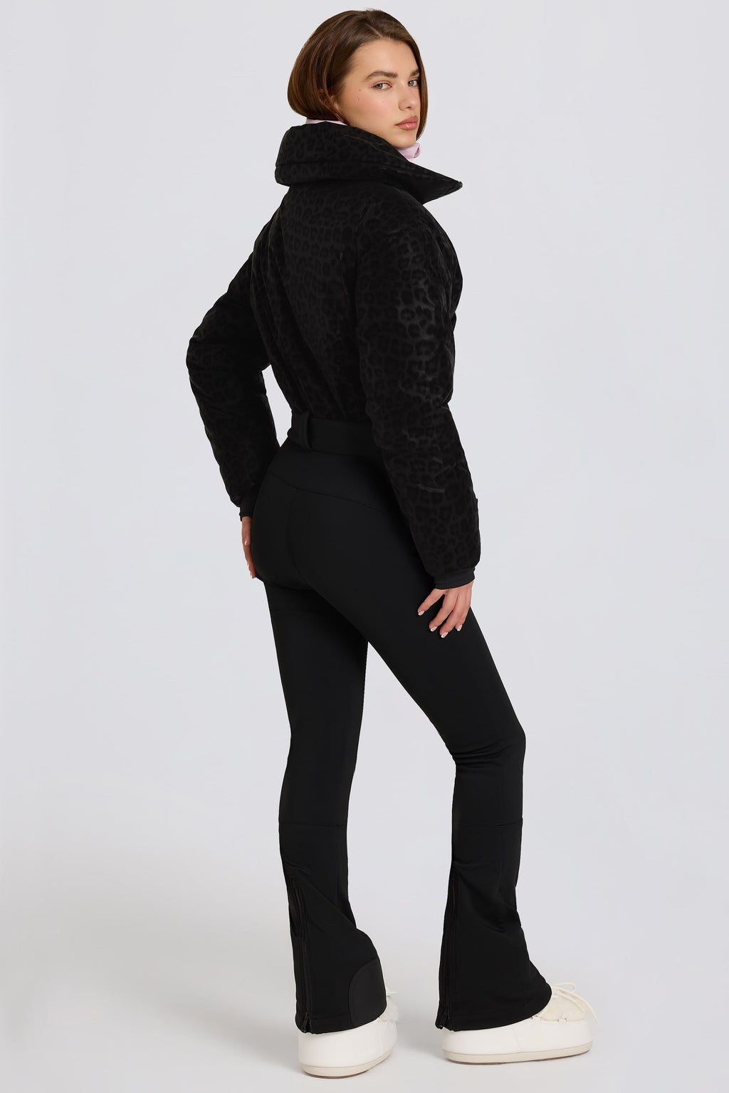 Waterproof Belted Layered Ski Suit in Black