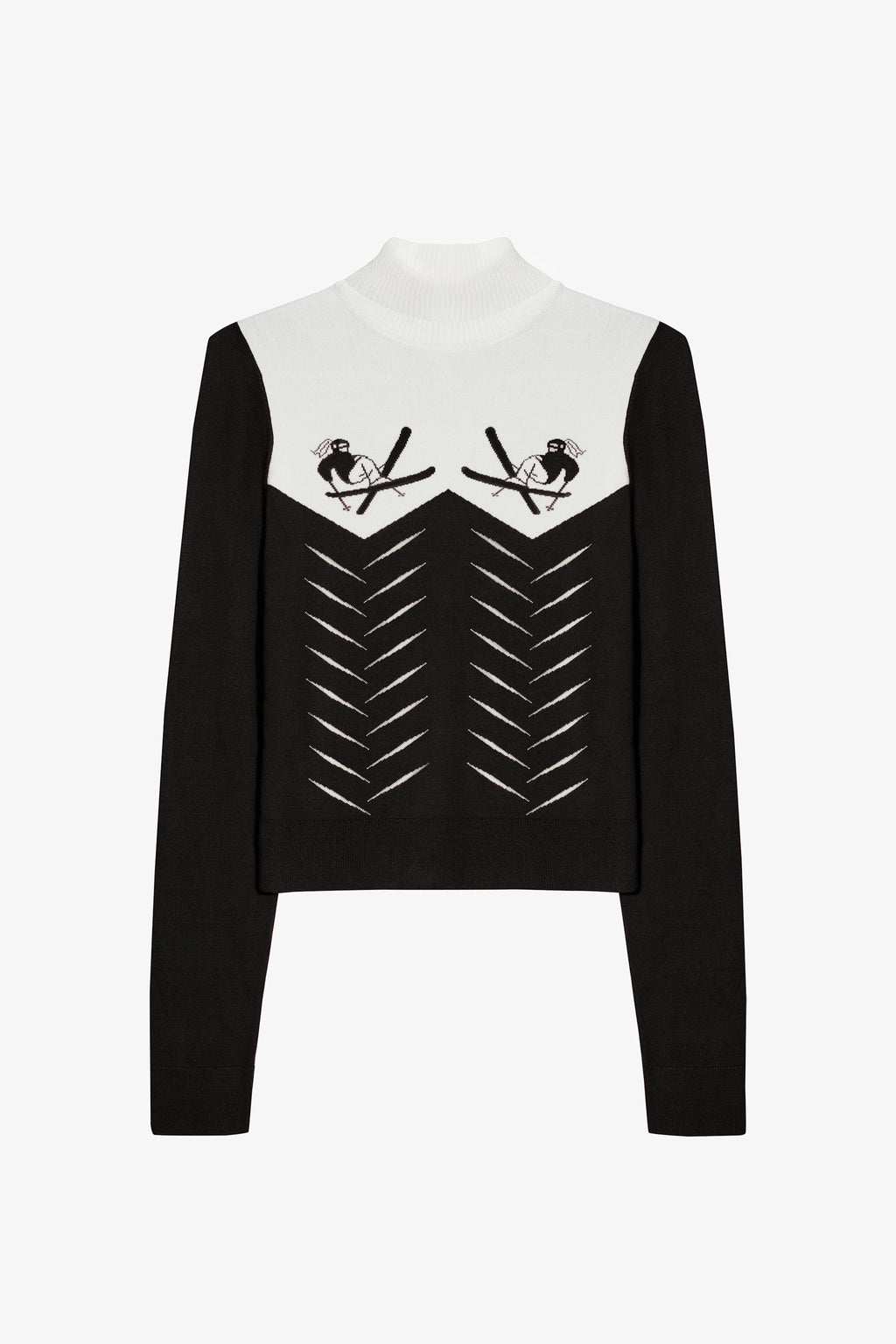 Knit Long-Sleeve Fitted Top in Black