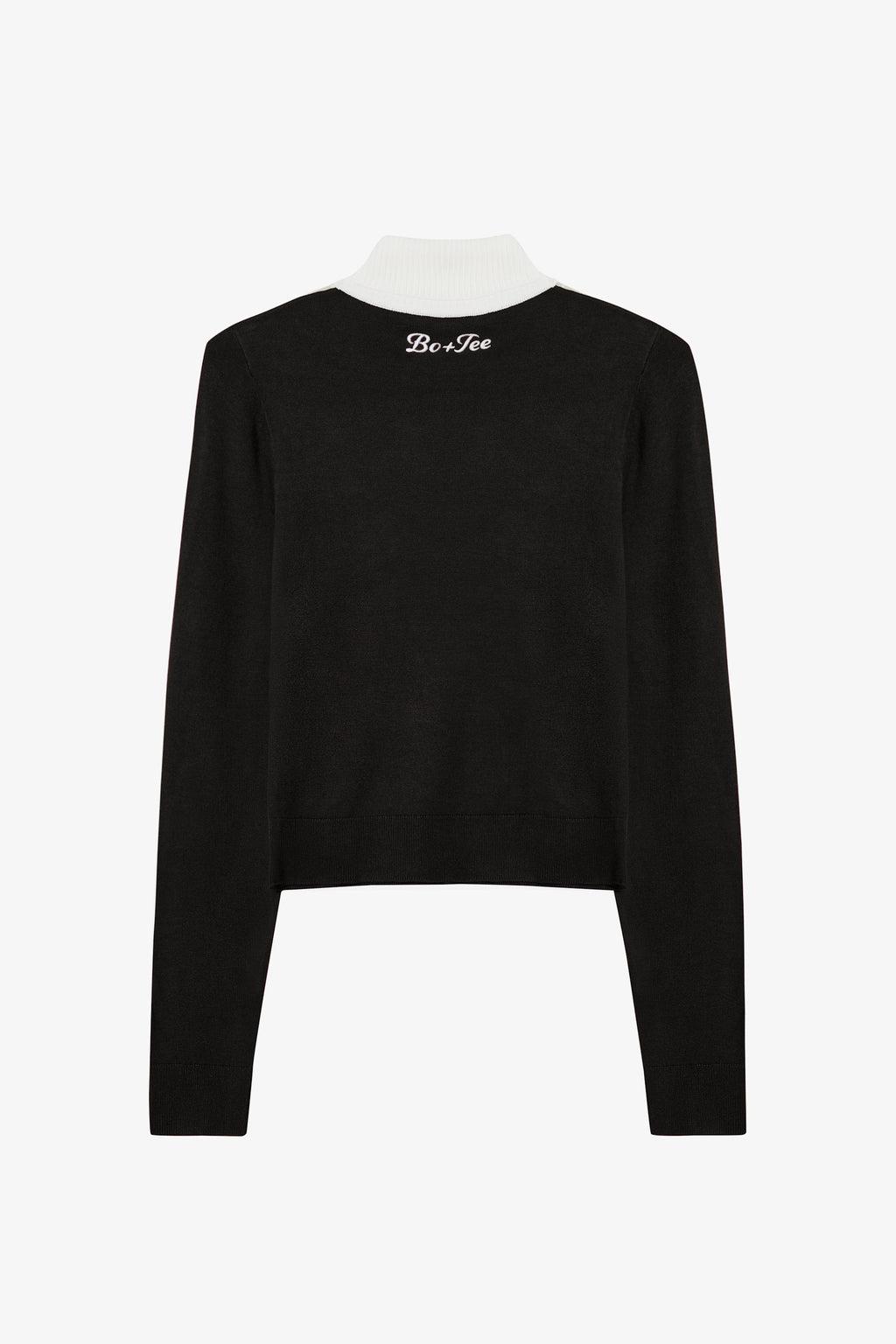 Knit Long-Sleeve Fitted Top in Black