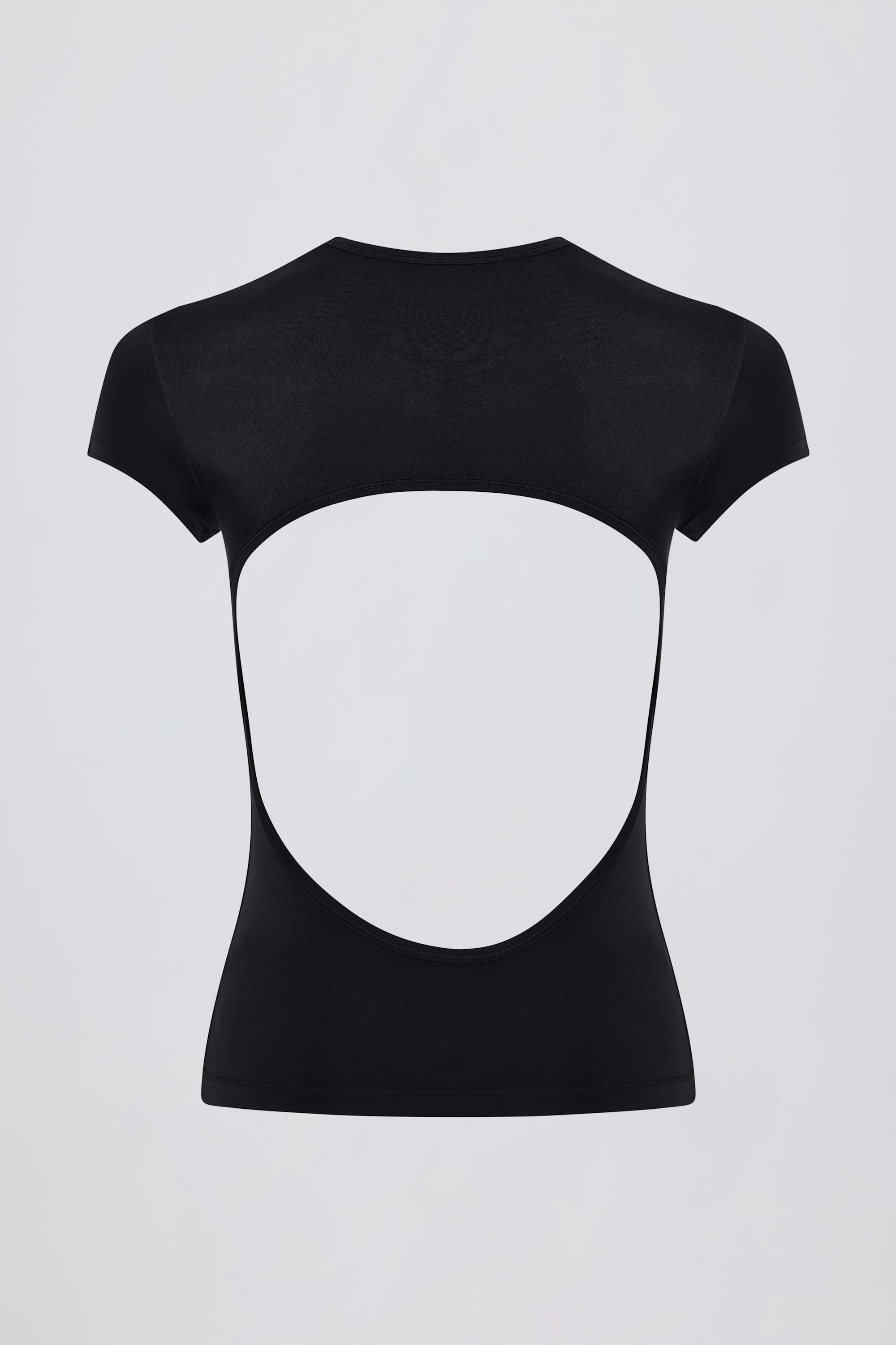 Cut-Out Longline T-Shirt in Black