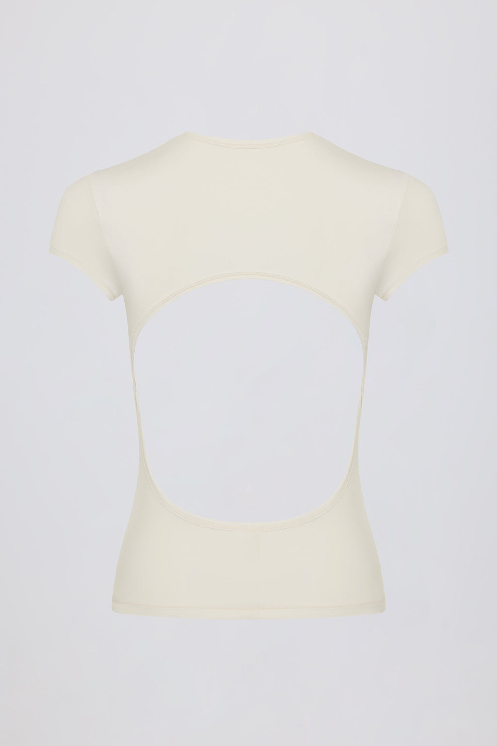 Cut-Out Longline T-Shirt in Cream