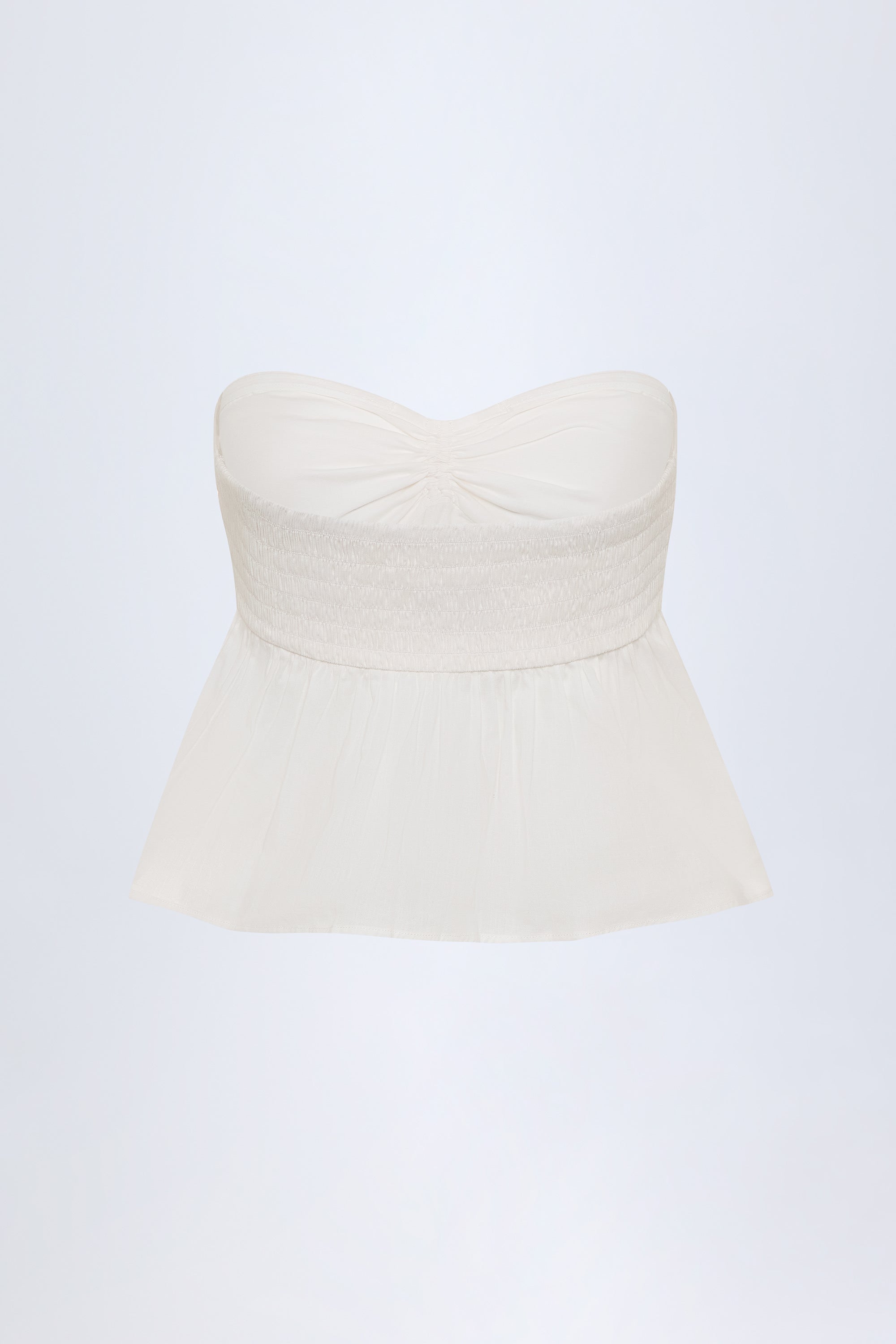 Tie-Front Strapless Cotton-Poplin Crop Top in White