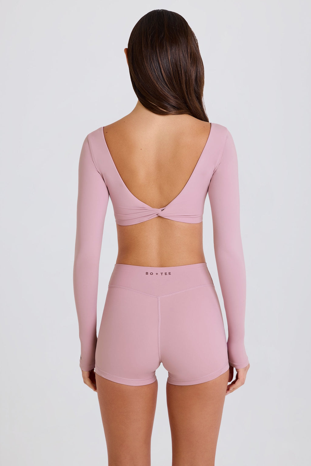 Four-Way Stretch High-Waist Mini Shorts in Mauve