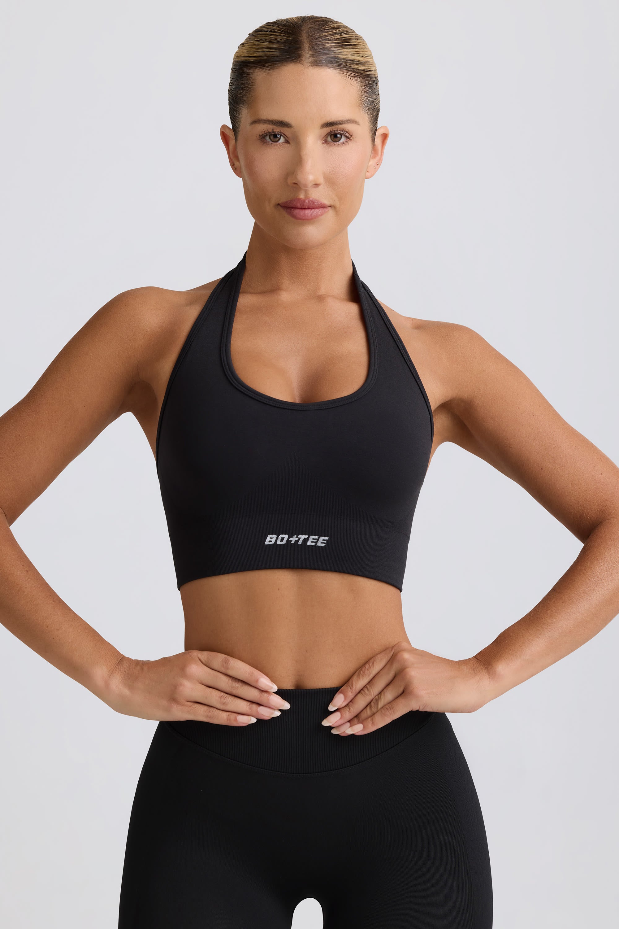 Define Luxe Halterneck Sports Bra in Black