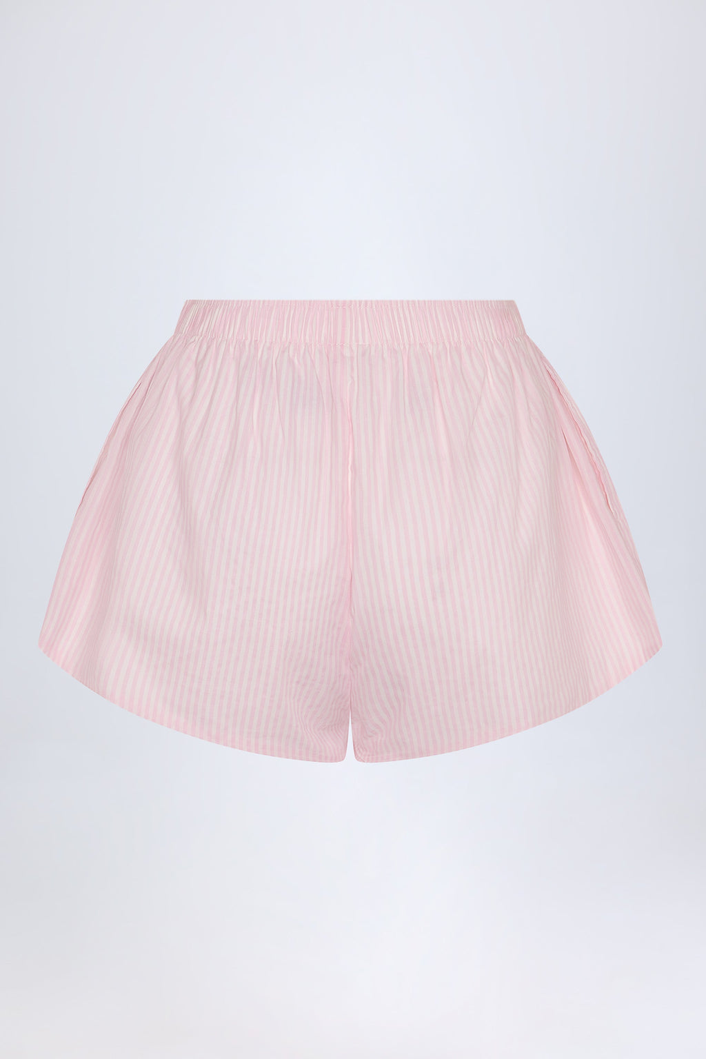 Tie-Front Cotton-Poplin Shorts in Pink White Stripe