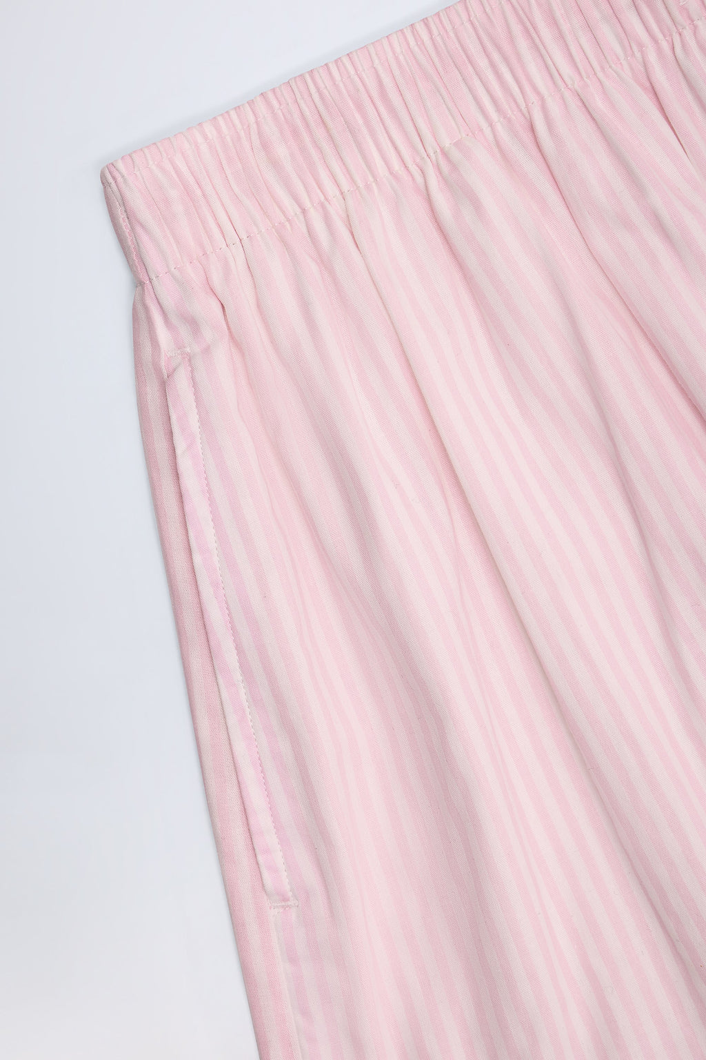 Tie-Front Cotton-Poplin Shorts in Pink White Stripe