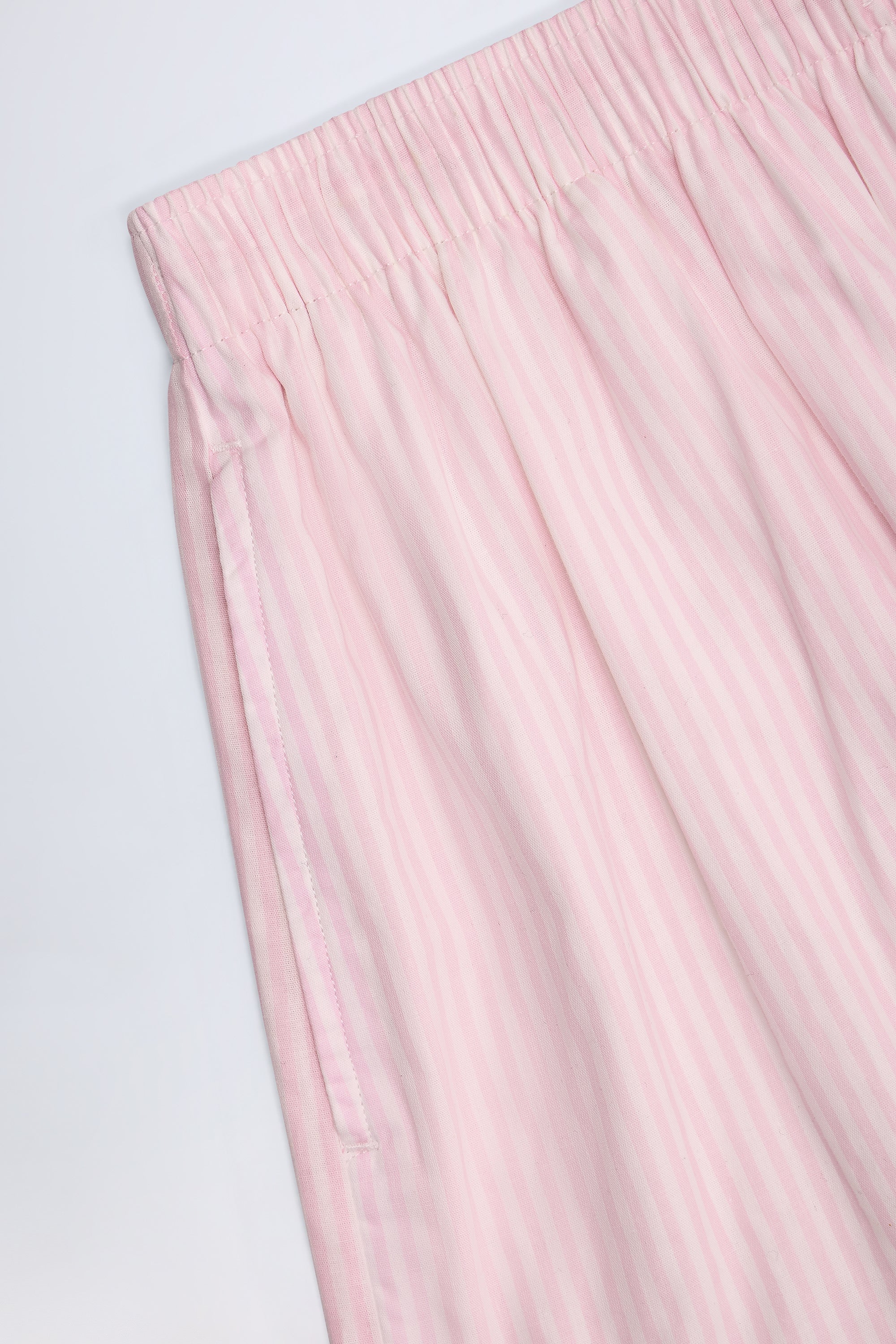 Tie-Front Cotton-Poplin Shorts in Pink White Stripe