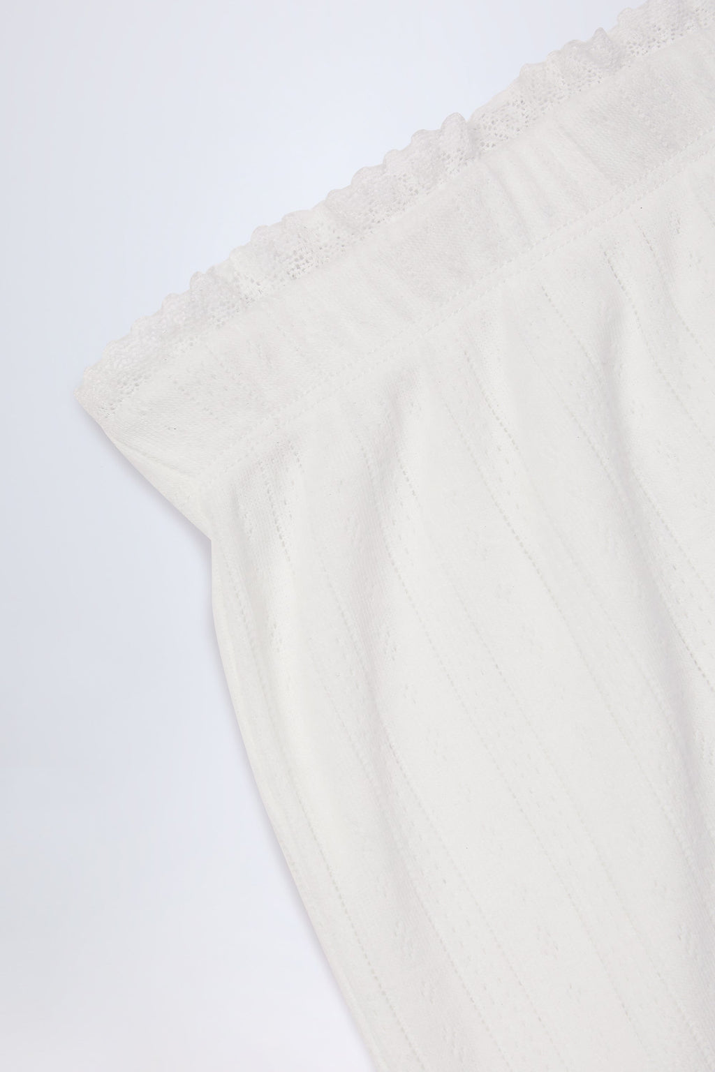 Pointelle Mid-Rise Straight-Leg Trousers in White