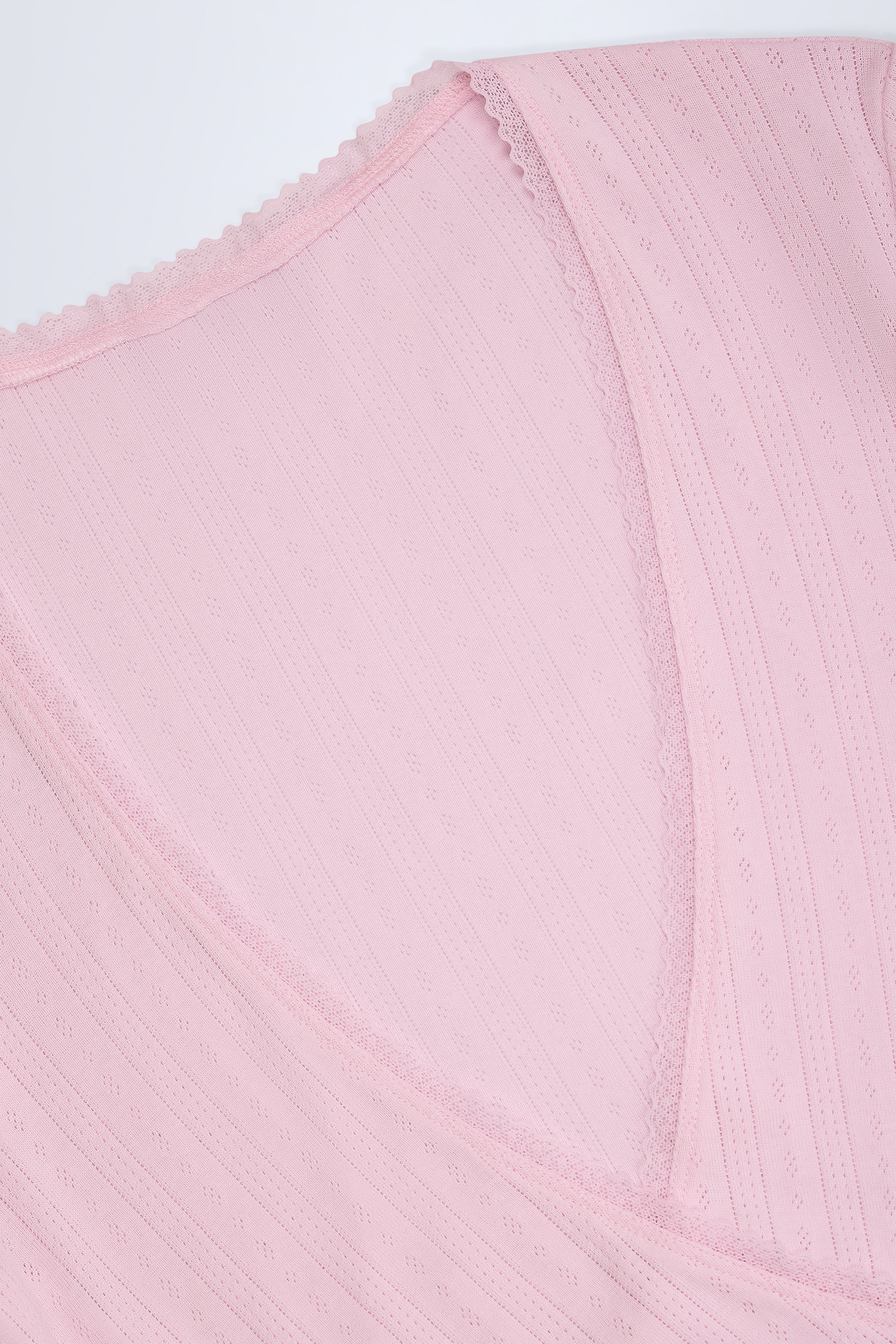 Pointelle Wrap Crop Top in Baby Pink