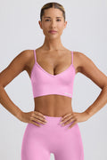 Define Luxe V-Neck Sports Bra in Bubblegum Pink