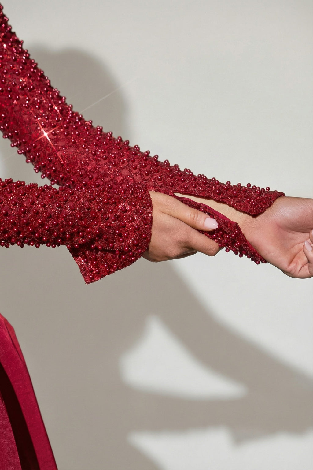 Embellished Bubble Hem Mini Dress in Red