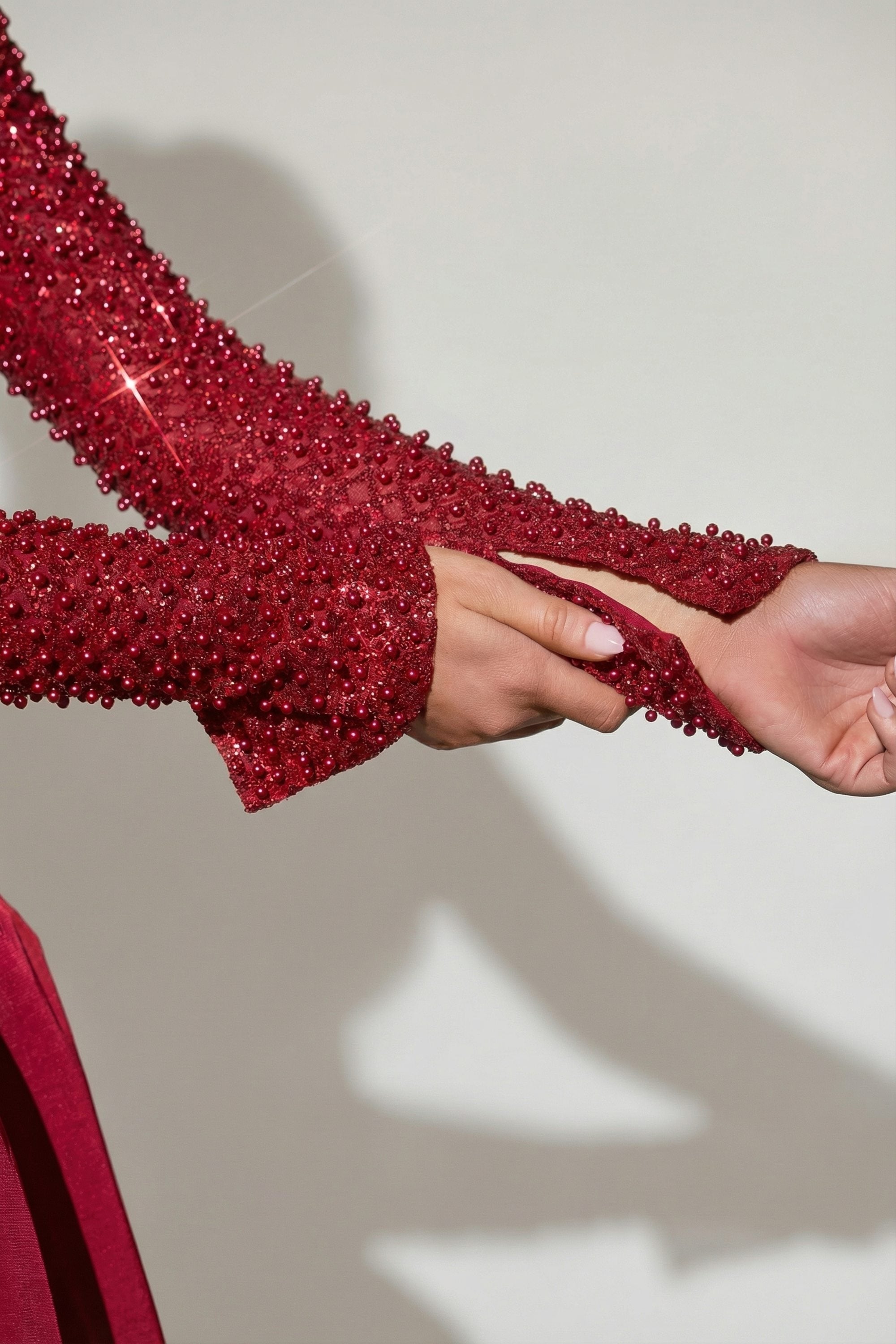 Embellished Bubble Hem Mini Dress in Red