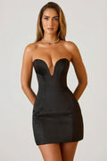 Structured Tulip Mini Dress in Black