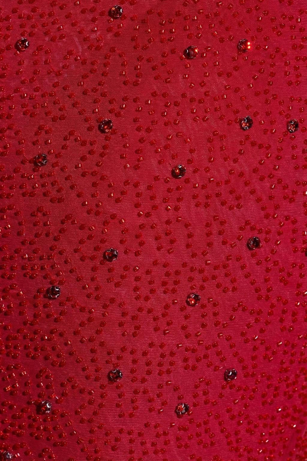 Embellished Plunge Neck Evening Gown in Red