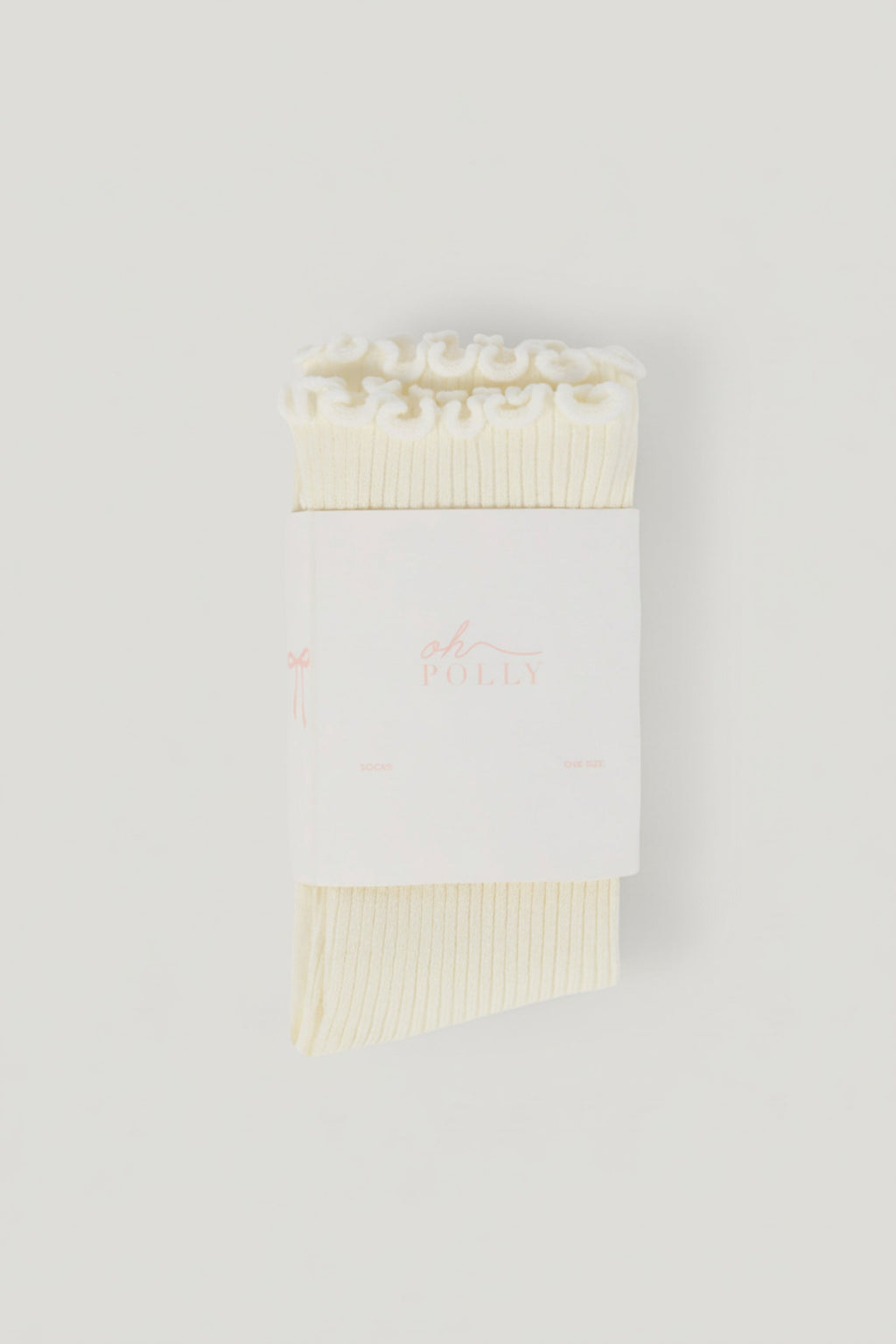 Ruffle-Trim Crew Socks in Ivory