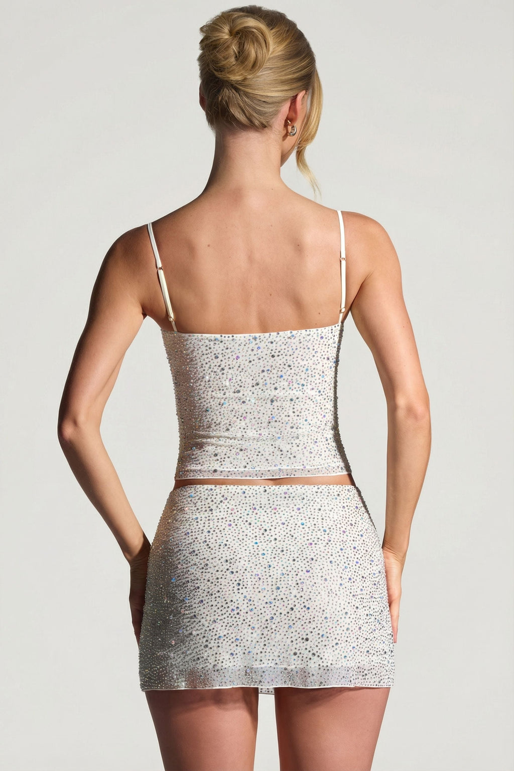 Embellished Micro Mini Skirt in White