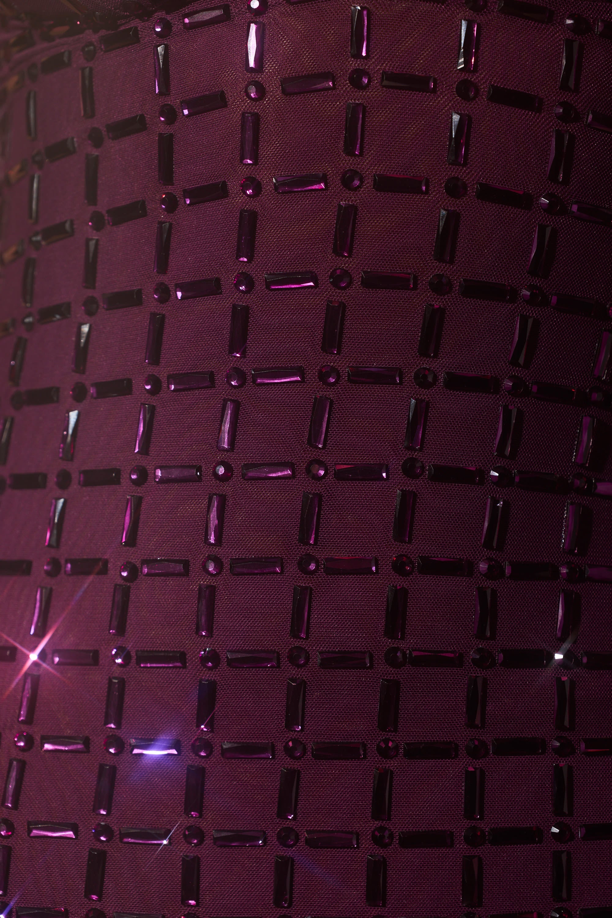 Embellished Plunge Semi-Sheer Mini Dress in Deep Purple