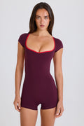 Soft Active Open-Back Unitard in Burgundy