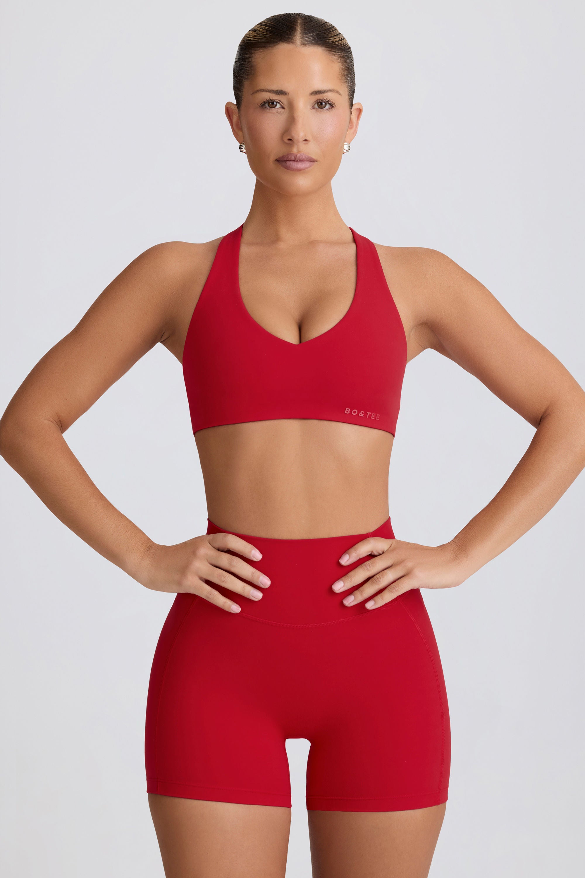 Soft Active V-Neck Sports Bra in Hot Red