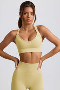 Super Sculpt Seamless Crossback Sports Bra in Butter Yellow