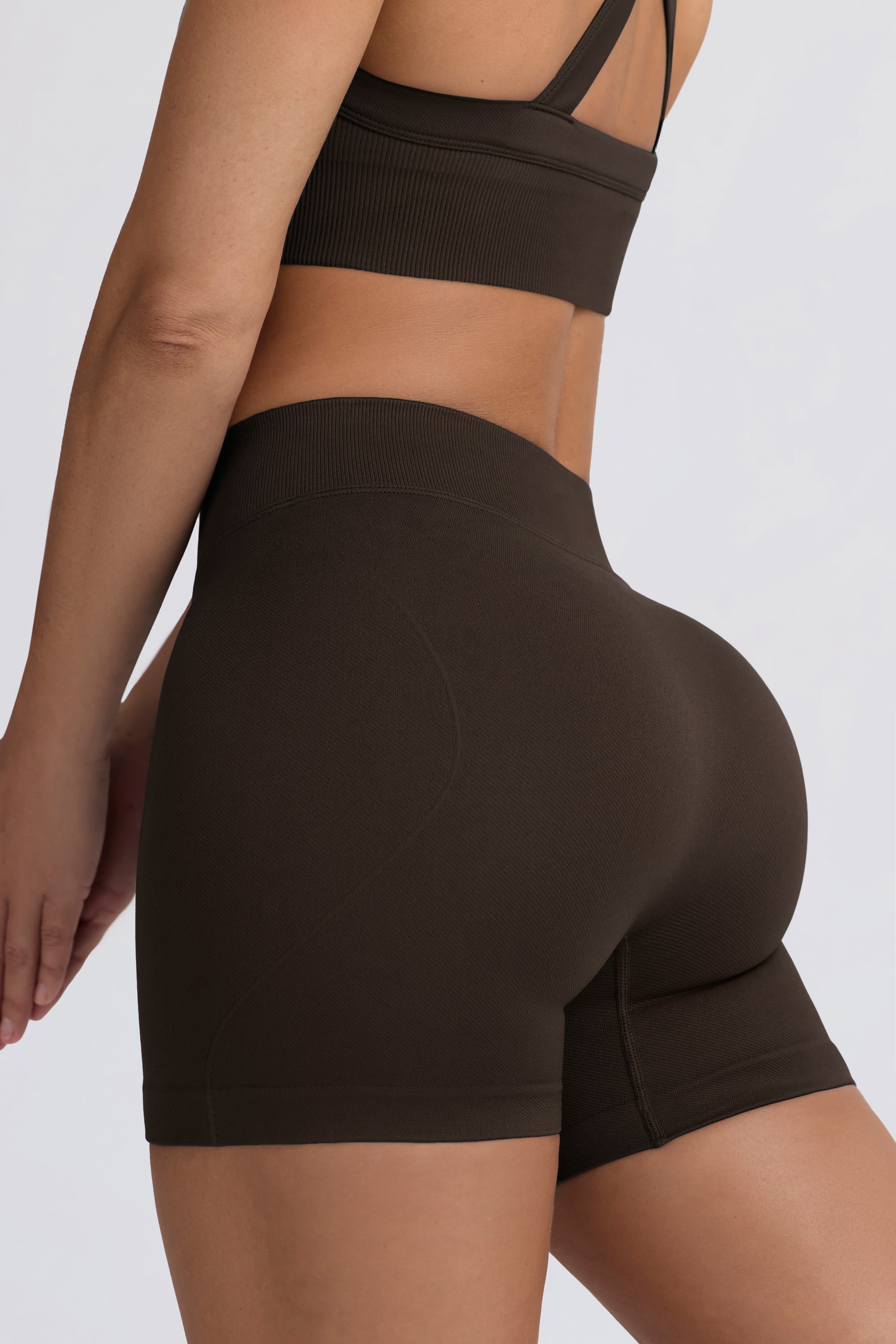 Super Sculpt Seamless Mini Shorts in Brown
