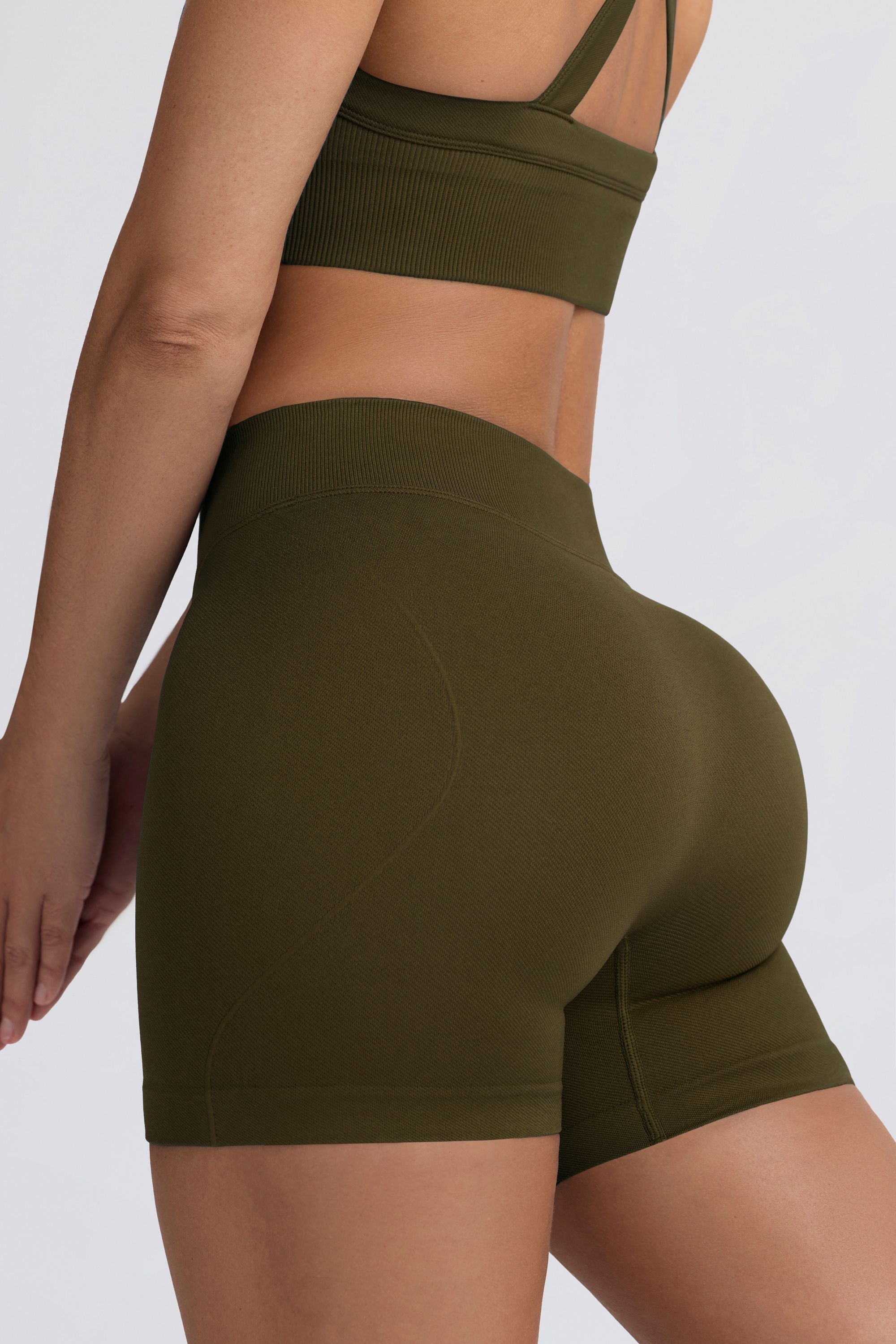 Super Sculpt Seamless Mini Shorts in Dark Green