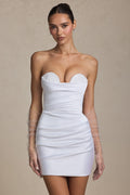 Ruched Corset Mini Dress in White