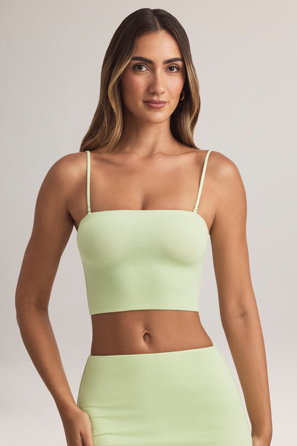 Modal Strapless Crop Top in Sage Green